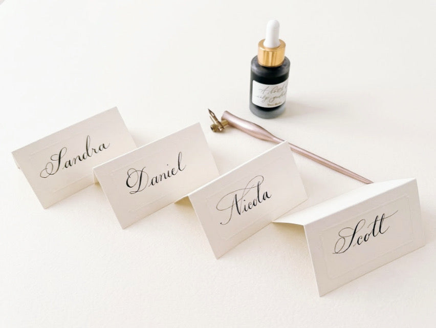 Handwritten Calligraphy Tent Fold Place Cards (3.5”x2”)